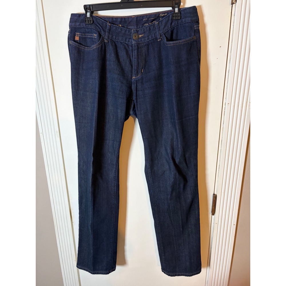 Eddie Bauer Curvy Fit Straight Leg Jeans Dark Wash Indigo Blue‎ Womens 8